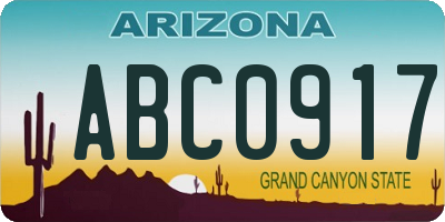 AZ license plate ABC0917