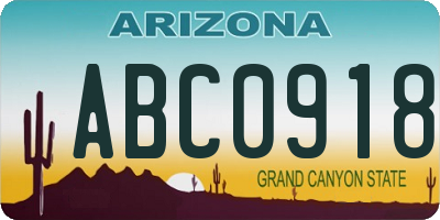 AZ license plate ABC0918