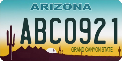 AZ license plate ABC0921