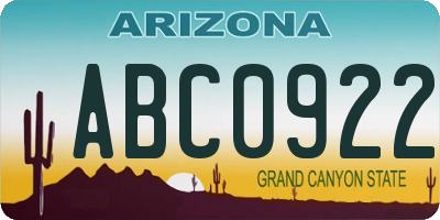 AZ license plate ABC0922
