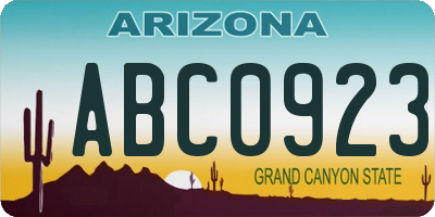 AZ license plate ABC0923