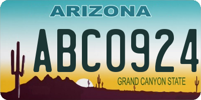 AZ license plate ABC0924