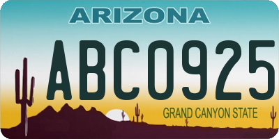 AZ license plate ABC0925