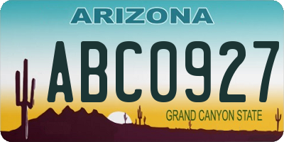 AZ license plate ABC0927