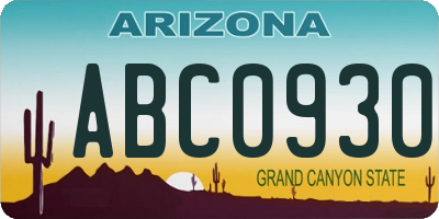 AZ license plate ABC0930