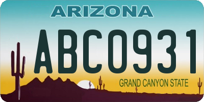 AZ license plate ABC0931