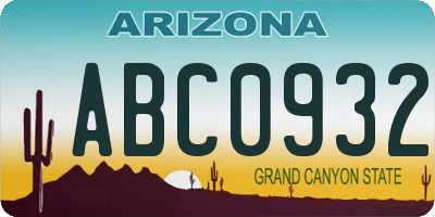 AZ license plate ABC0932