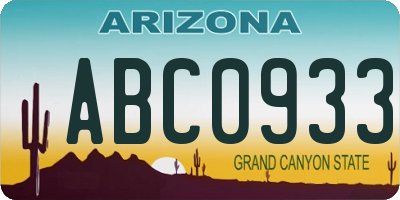 AZ license plate ABC0933
