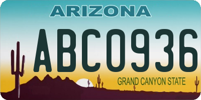 AZ license plate ABC0936