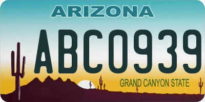 AZ license plate ABC0939
