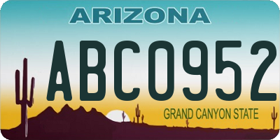 AZ license plate ABC0952