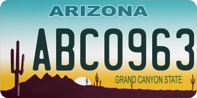 AZ license plate ABC0963