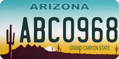 AZ license plate ABC0968