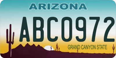 AZ license plate ABC0972