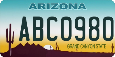 AZ license plate ABC0980