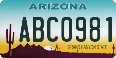 AZ license plate ABC0981