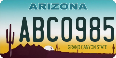 AZ license plate ABC0985