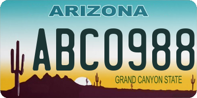 AZ license plate ABC0988