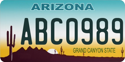 AZ license plate ABC0989