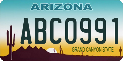 AZ license plate ABC0991