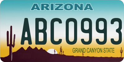 AZ license plate ABC0993