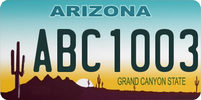 AZ license plate ABC1003