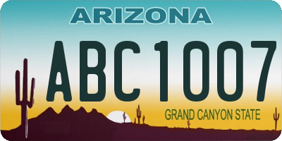 AZ license plate ABC1007