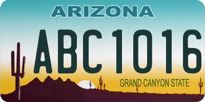 AZ license plate ABC1016