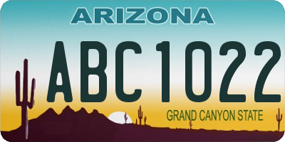 AZ license plate ABC1022