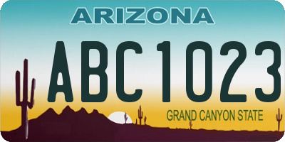 AZ license plate ABC1023