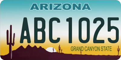 AZ license plate ABC1025