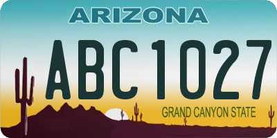 AZ license plate ABC1027