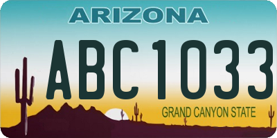 AZ license plate ABC1033