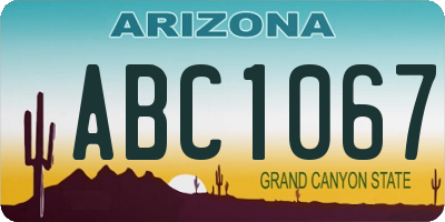 AZ license plate ABC1067
