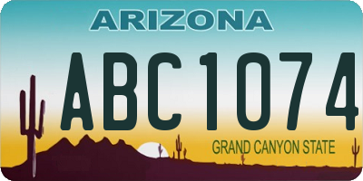 AZ license plate ABC1074