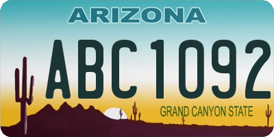 AZ license plate ABC1092