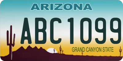 AZ license plate ABC1099