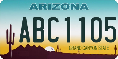 AZ license plate ABC1105