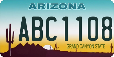 AZ license plate ABC1108