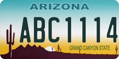 AZ license plate ABC1114