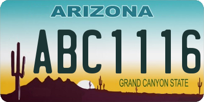 AZ license plate ABC1116
