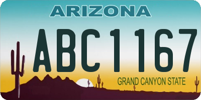 AZ license plate ABC1167
