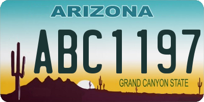 AZ license plate ABC1197