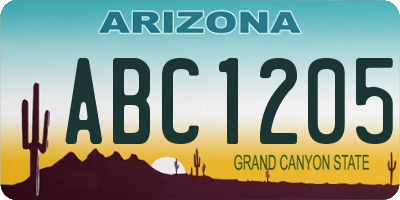 AZ license plate ABC1205