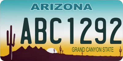 AZ license plate ABC1292