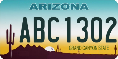 AZ license plate ABC1302