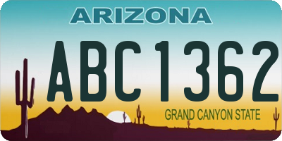 AZ license plate ABC1362