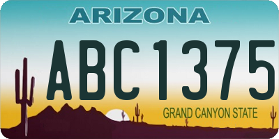 AZ license plate ABC1375