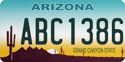 AZ license plate ABC1386