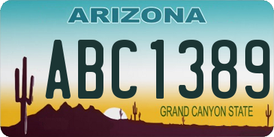 AZ license plate ABC1389